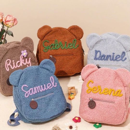 Discover Custom Teddy Bear Backpack for Kids, Personalized Name Embroidered Backpack