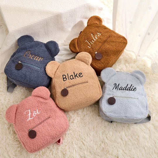 Discover Toddler Backpack,Custom Embroidered Backpack,Teddy Bear Travel Backpack
