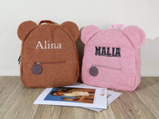 Discover Custom Teddy Bear Backpack Toddler Backpack,Custom Name Backpack