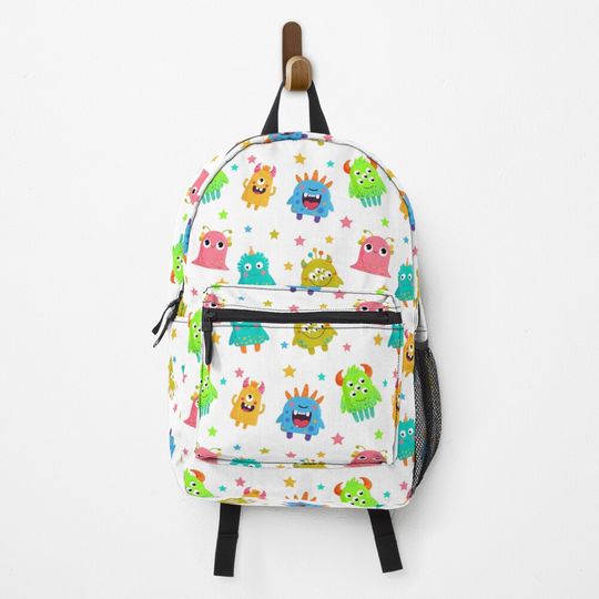 Discover Funny Cartoon Monsters Seamless Pattern – Vector File Backpack