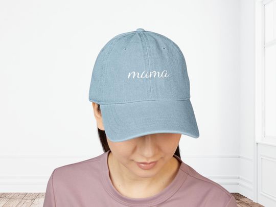 Discover Denim Hat, Embroidered Baseball Cap for Mama, Cute Mom Gift