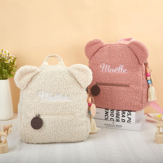 Discover Personalised Embroidered bear Backpack, Custom Name Teddy Bear Bag for Kid