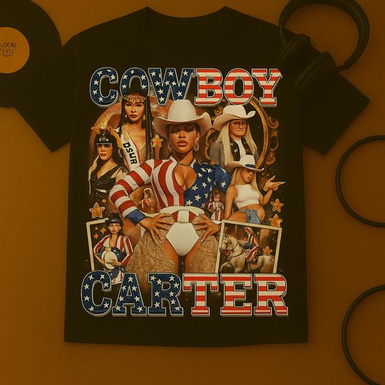 Discover Cowboy Carter USA Tour T-Shirt, Patriotic Bootleg Tee, Retro Country T-Shirt