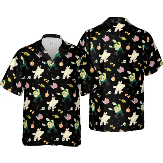 Discover Squarepants SpongeBob Hawaiian Button Down Shirt