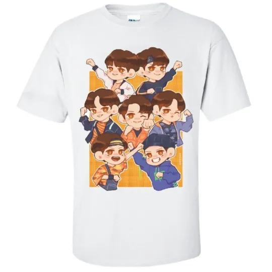 Discover BTS Kpop Cartoon Graphic Tee Unisex Short Sleeve Shirt