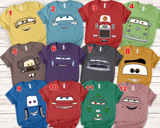 Discover Disneyyy carss Face Outline Family Matching Shirt, Disneyyy Halloween, Birthday Shirt