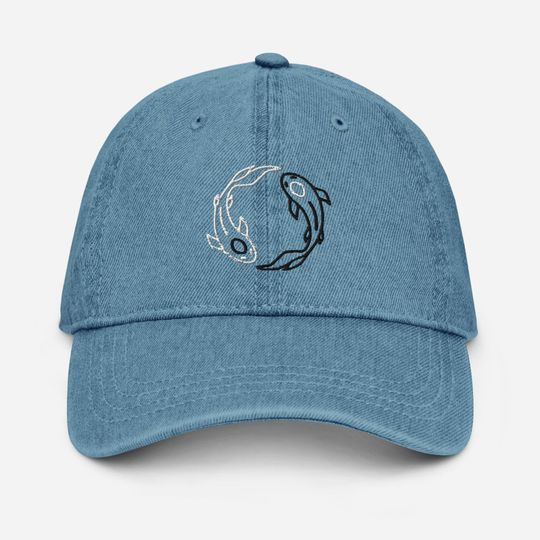 Discover Moon and Ocean Spirit Koi Fish Denim Hat