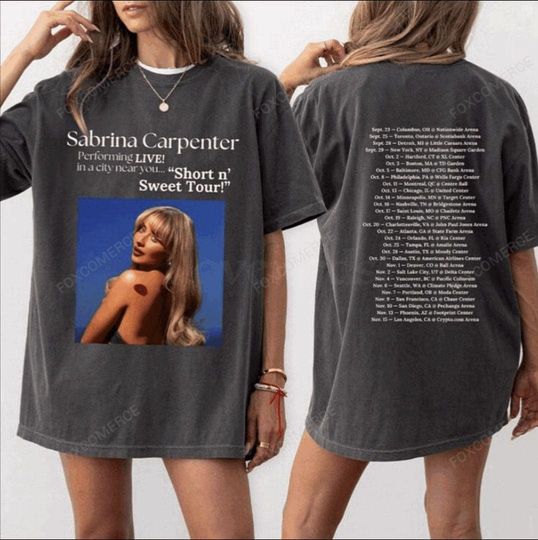 Discover Sabrina Carpenter Tour Shirt  Short N Sweet 2-Sided Graphic T-Shirt