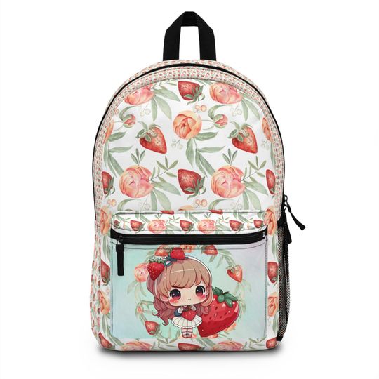 Discover Kawaii Strawberry backpack , Custom Strawberry chiby pattern Backpack