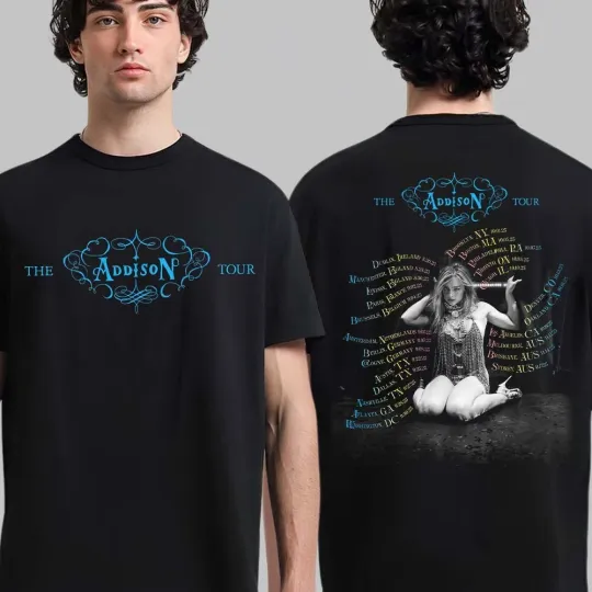 Discover Addison Rae The Addison Tour 2025 Schedule Tour Dates Photo Art Two Sided Shirt