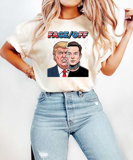 Discover Face Off Elon vs Trump Shirt, Political Satire Humor T-Shirt