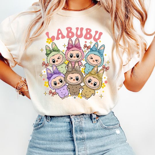 Discover Labubu Shirt, Cute Cartoon Dolls Graphic Tee, Labubu Characters T-Shirt