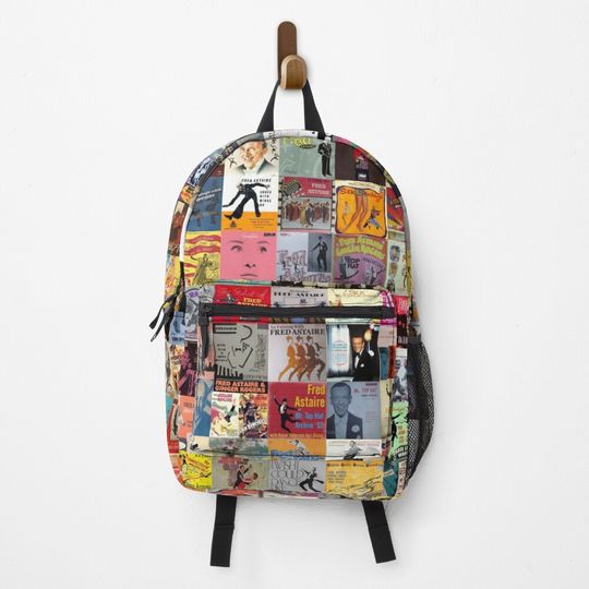 Discover Fred Astaire Record Collage – Vintage Album Art Collection Backpack