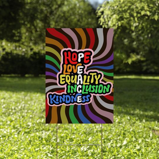 Discover PEACE Yard Sign - Hope, Love, Equality, Inclusion, Kindness Flag - Yard Sign