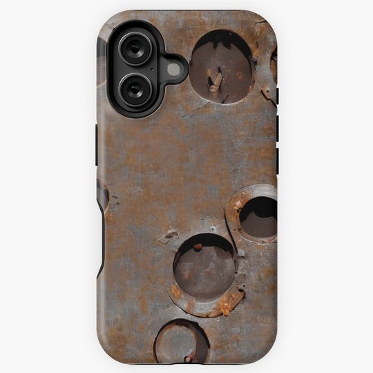 Discover Industrial Rusty Metal Bullet Holes iPhone Case