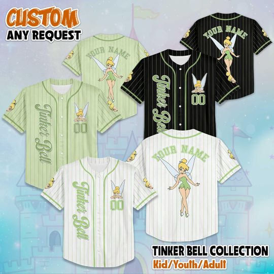Discover Custom Tinkerr Bells Baseball Jersey, Personalized Disneyyy Tinkerr Bells Jersey