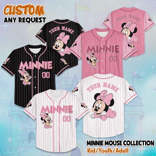 Discover Custom Minniee Mouse Collection Baseball Jersey,