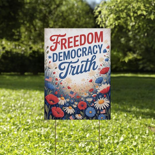 Discover Freedom Democracy Truth Boho Summer Yard Sign, Pro America Anti Trump Yard Sign