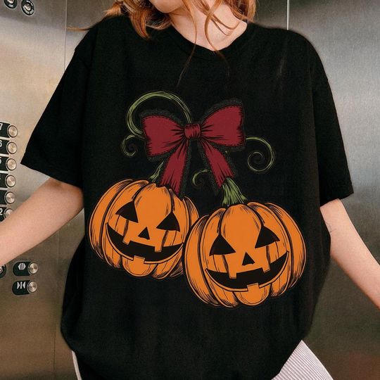 Discover Pumpkin Cherries Shirt, Autumn Girly Shirt, Halloween Pumpkin Shirt