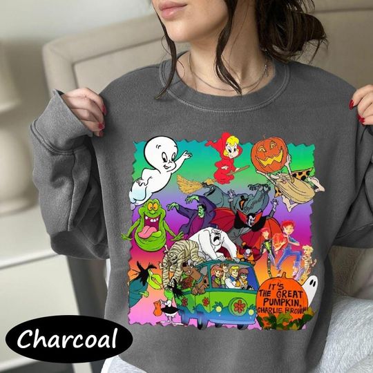 Discover 80s Cartoon Characters Halloween Sweatshirt, Retro Halloween Sweatshirt