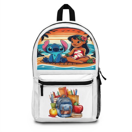 Discover Tropical Adventure Backpack with Stitchh and Lilo Design, School Bag, Kids Backpack, Vacation Bag, Cartoon Backpack, Fun Travel Essentials