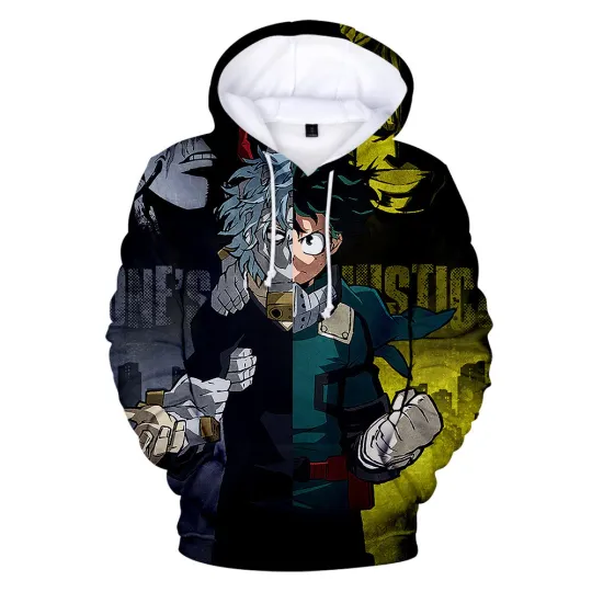 Discover 3D Hero Anime Izuku Midoriya Hoodie Casual Sweater Pullover Sweatshirt