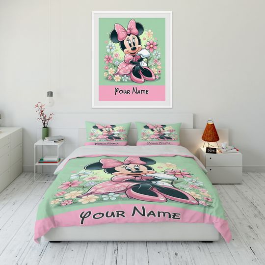 Discover Custom Name M-Minniee Printed Bedding Set Cartoon Anime (Poster Not Included)