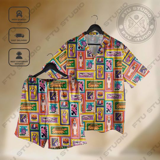 Discover Anime Sticker Hawaiian Shirt Comic Shirt Party Beach Shirt Gifts