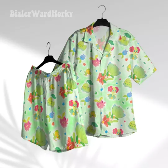 Discover Grass Type Hawaiian Shirt Aloha Shirt Holiday Shirt Anime Hawaiian Lilligant