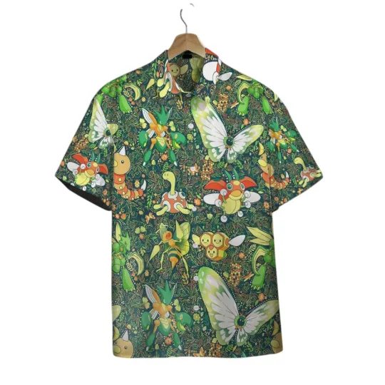 Discover PKM Bug Seamless Pattern Hawaiian Button Shirt Top PKM Gifts for Adults