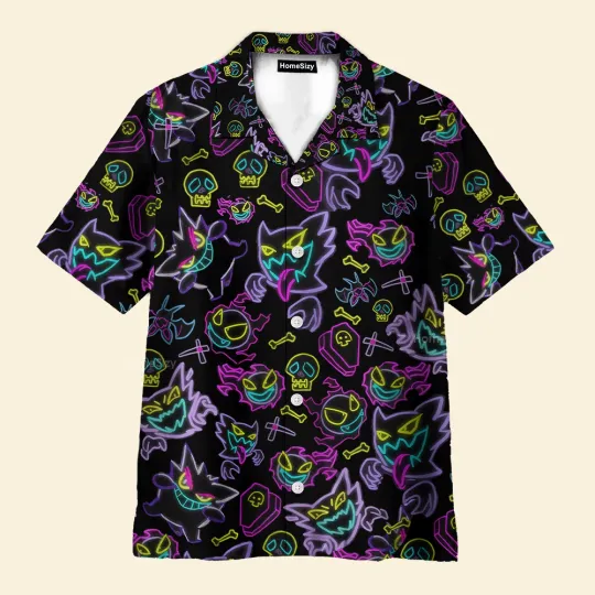 Discover Adorable Gengar PKM Seamless Pattern   Hawaiian Shirt