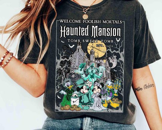 Discover Vintage Mickeyy & Friends The Hauntedd Mansionn Shirts, Disneyyy Welcome Foolish Mortals Shirt