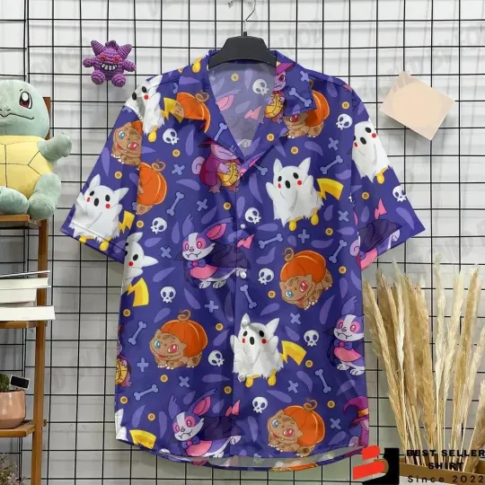 Discover Pika Ghost PKM Hawaiian Buttom Up Shirt PKM Fans Gifts