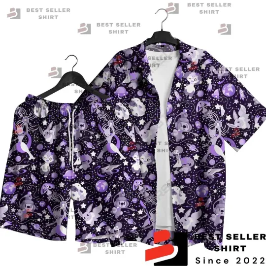 Discover Psychic Mewtwo Hawaiian Button Up Shirt Mewtwo Button Up Shirt PKM Gift