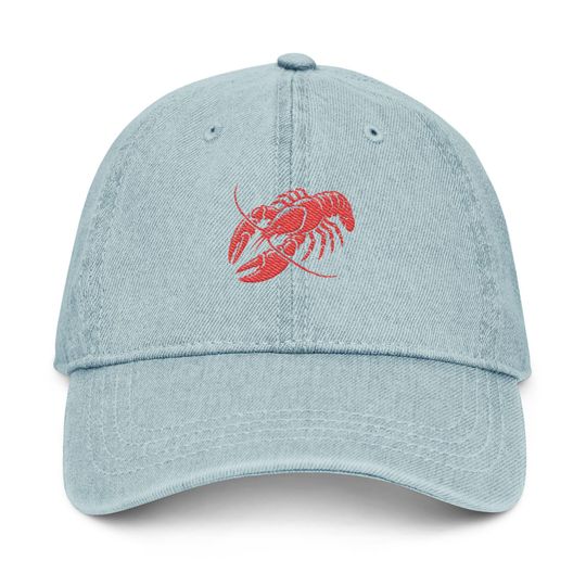 Discover Southern Chic Crawfish Embroidered Denim Hat - Casual Accessory for Crawfish Festival