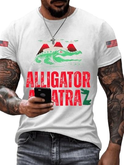 Discover Alligator Alcatraz Shirt Alligator Alcatraz Tshirt American Flag Tee Distressed