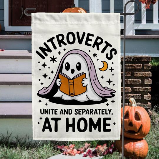 Discover Introverts Unite And Seperately At Home Flag, Spooky Seasonal Reading