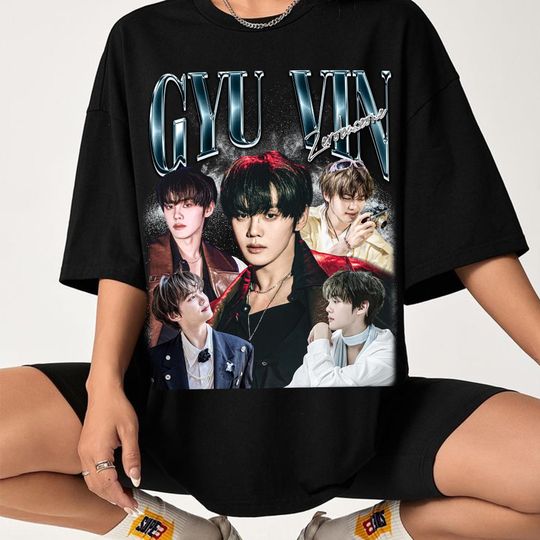Discover Retro Gyuvin ZB1 T-shirt, Zerobaseone Blue Paradise Album Shirt