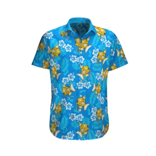 Discover Magikarp PKM Floral Pattern Blue Hawaiian Shirt