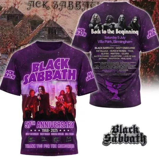 Discover Black Sabbath 57th Anniversary 1968-2025 Signature Thank You 3D T-Shirt TMB5566