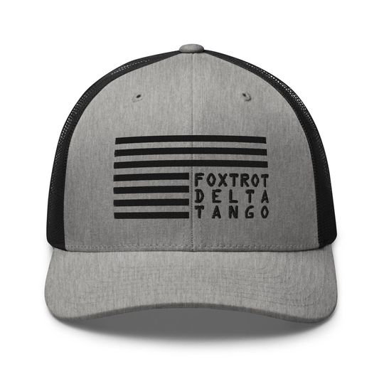 Discover Foxtrot Delta Tango Tactical Trucker Cap, FDT Hat, USA Distressed Flag