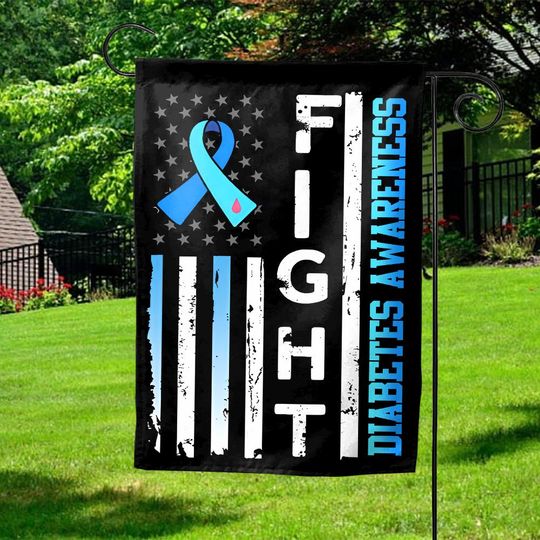 Discover Diabetes Awareness Garden Flag – Blue Ribbon, Diabetes Warrior, Type 1 Support Flag