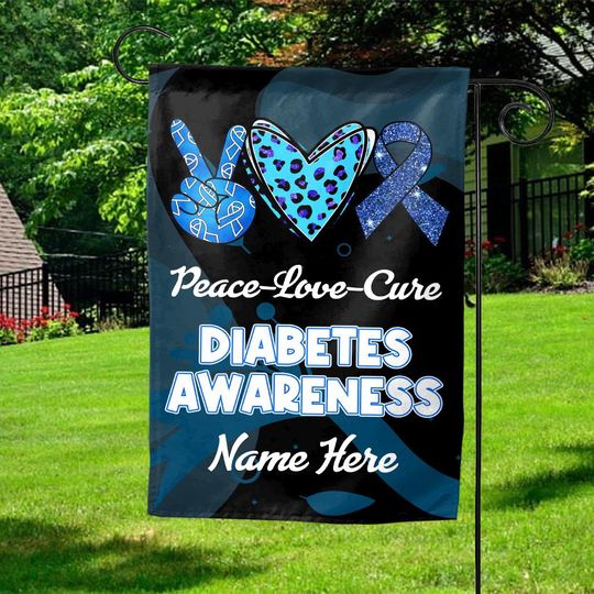 Discover Diabetes Awareness Garden Flag – Blue Ribbon, Warrior Flag & Type 1 Support