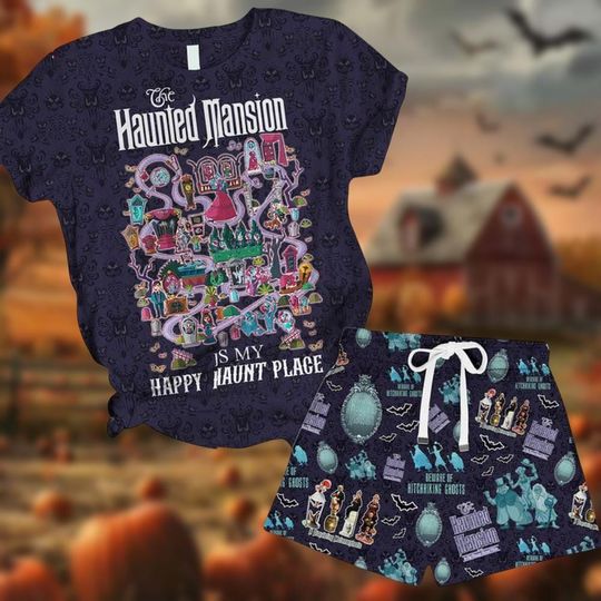 Discover Halloween The Hauntedd Mansionn Shirt And Shorts, Foolish Merry Mortal Shirt