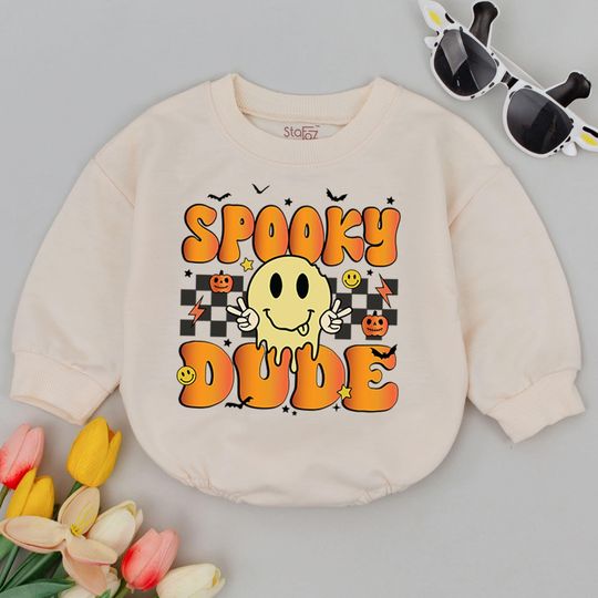 Discover Spooky Dude Baby Romper, 1st Halloween Baby Romper Sweatshirt