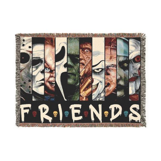 Discover Horror Friends Woven Blanket, Cozy Halloween Blanket, Gothic Home Decor