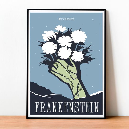 Discover Frankenstein Poster, Mary Shelley Literary Art