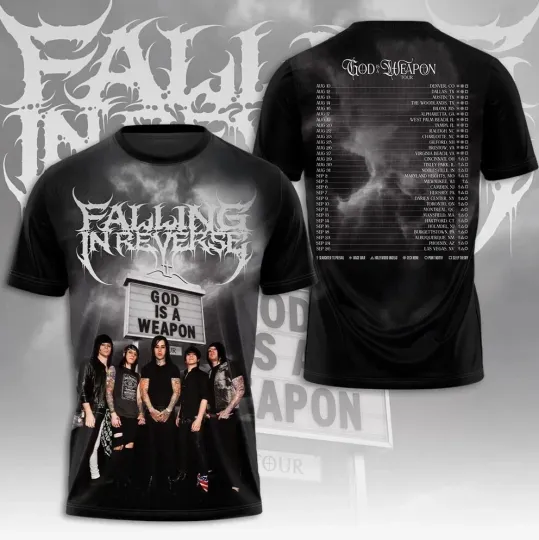 Discover Falling In Reverse God Is A Weaponn Tour 2025 3D T-Shirt