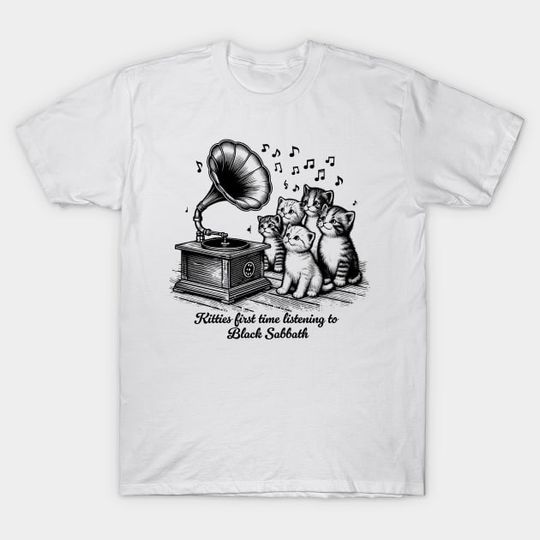 Discover Funny Kitties Listening Black Sabbath - Black Sabbath Band - T-Shirt
