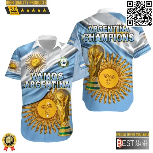 Discover Vamos Argentina National Football Team Jules Rimet Trophy World Cup Hawaii Shirt